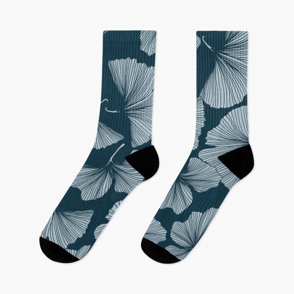 Item preview, Gingko biloba seamless background pattern. Line blue leaves. designed and sold by MatyKotiv.