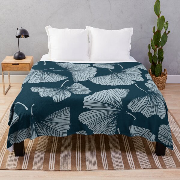 Item preview, Gingko biloba seamless background pattern. Line blue leaves. designed and sold by MatyKotiv.
