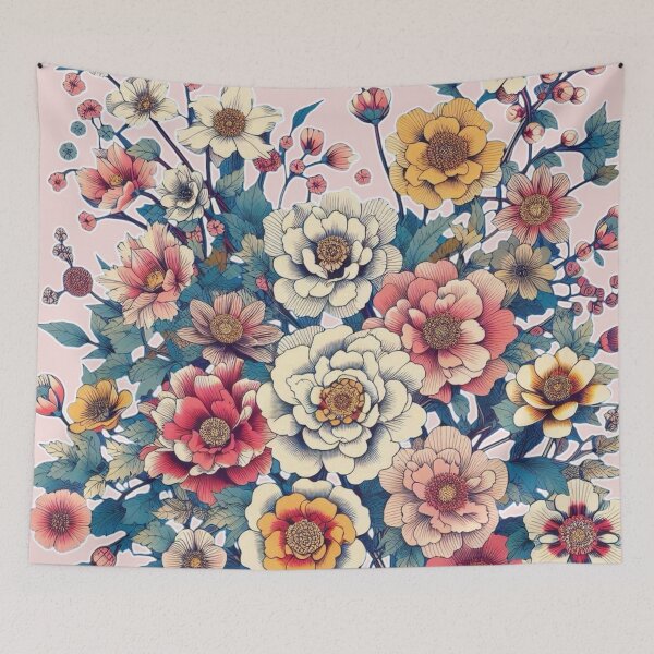Item preview, Flowers, botanical, spring, floral pattern, cottagecore, japanese pop art designed and sold by Sugar Wisdom .