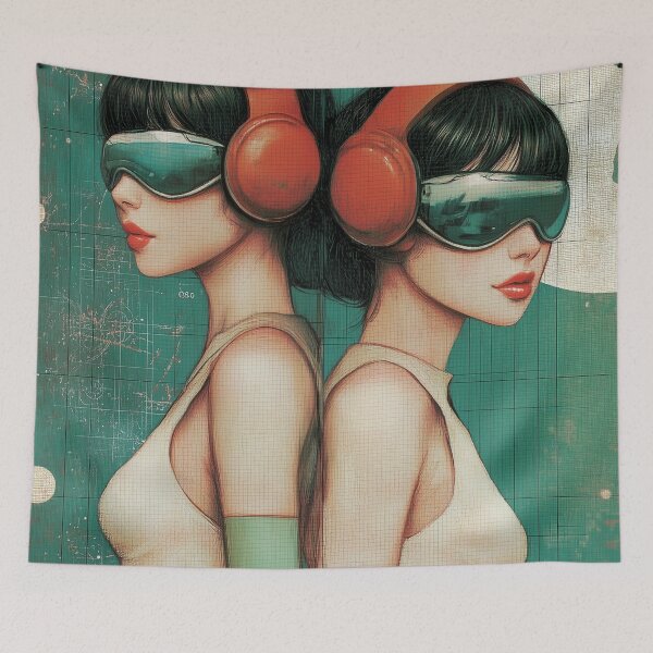 Item preview, Future Twins. Retro modern 1950's colour. designed and sold by Shoot-The-Moon.