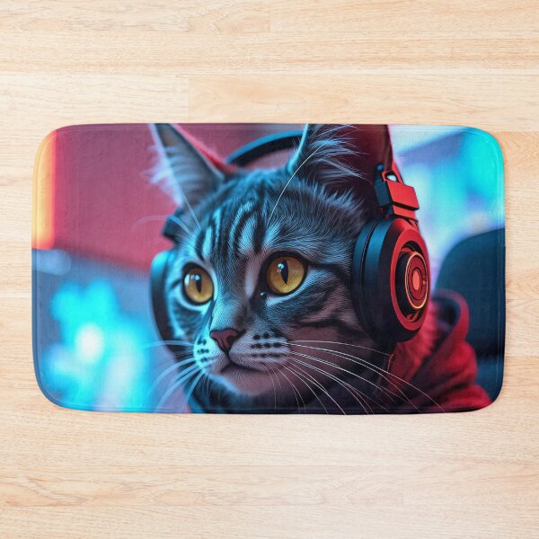 Item preview, gaming cat playing PC games designed and sold by WelSol.