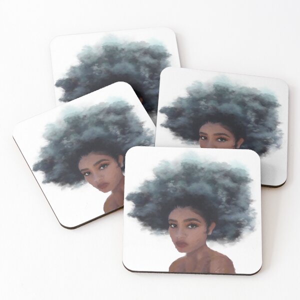 Aperçu de l'œuvre La tête dans les nuages, Fille aux cheveux nuageux, Cheveux nuageux, Fille afro, Cheveux afro, Afro Power créée et vendue par Clancy Rodgers.