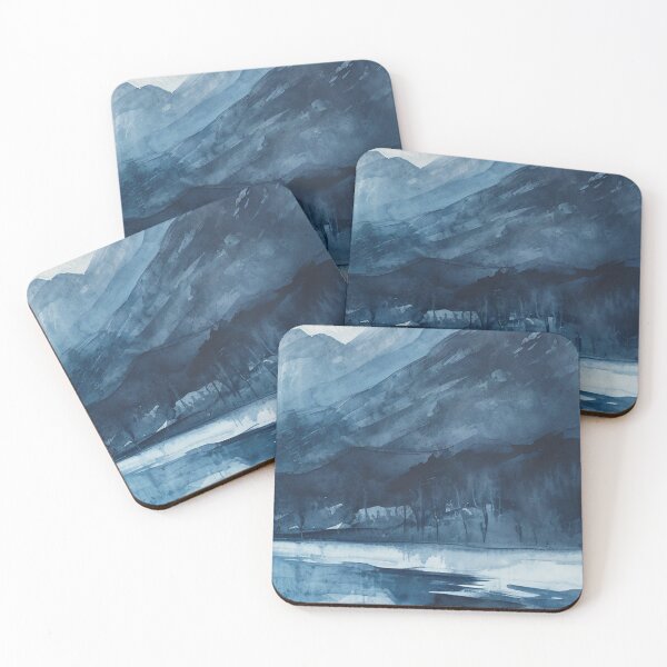 Item preview, Blue Mountains Abstract Watercolor Wall Art Set of 3 Prints, pt3 designed and sold by bngc.