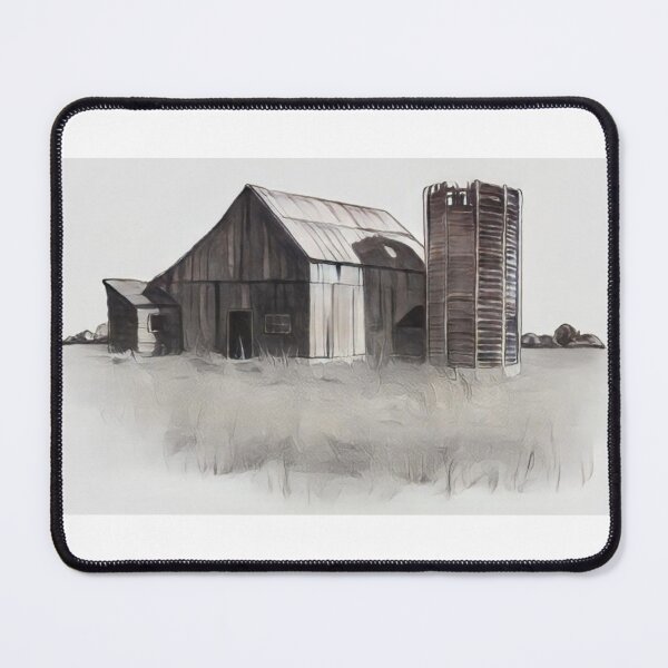 Item preview, Old Barn and Wooden Silo, Hand Drawn Art designed and sold by JoyfulWhimsy.