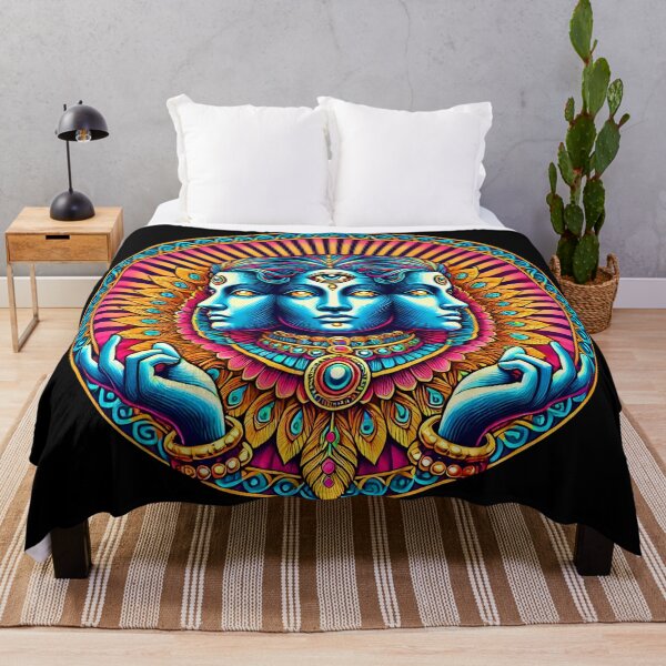 Item preview, Mystic Three-Faced Deity – Psychedelic Spiritual Visionary Art Design designed and sold by DrawHandArt.
