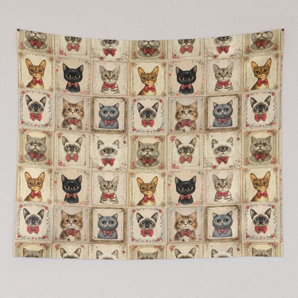 Item preview, Vintage Cats in Bow Ties Pattern designed and sold by SparkSpiral.