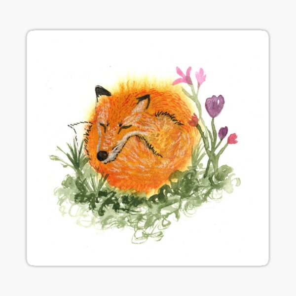 Item preview, sleeping fox in garden designed and sold by Fevered Artist.