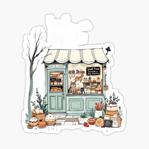 Item preview, "Small Town, Big Flavors – Cozy Bakery Illustration" designed and sold by Artify24.