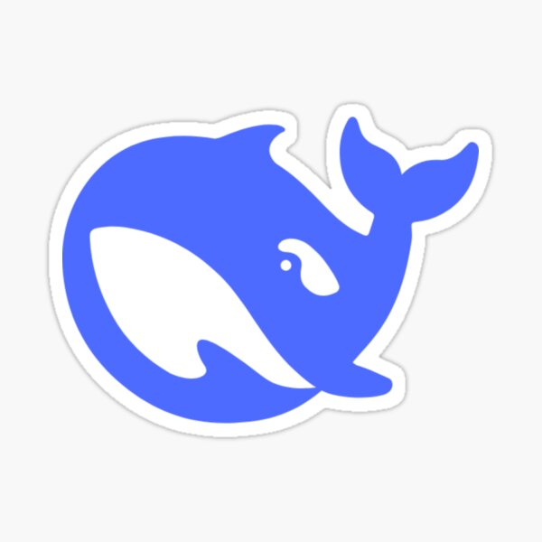 Vista previa del artículo con la obra «Logotipo de ballena azul y negro de Deepseek», diseñado y vendido por ChataMaroon.