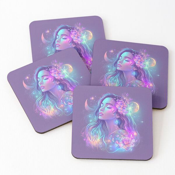 Item preview, A woman with a flower in her hair and a moon in the background designed and sold by natalidesign.
