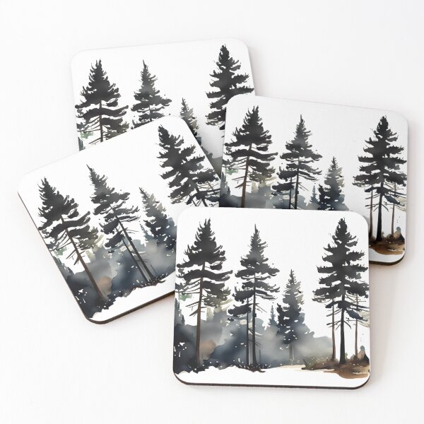 Item preview, Tall Pine Trees in Inc Watercolour @fluidwatercolor designed and sold by fluidwatercolor.