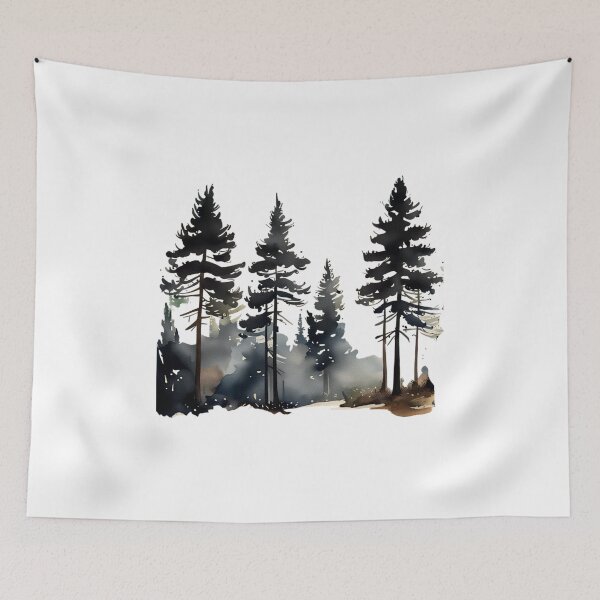 Item preview, Tall Pine Trees in Inc Watercolour @fluidwatercolor designed and sold by fluidwatercolor.