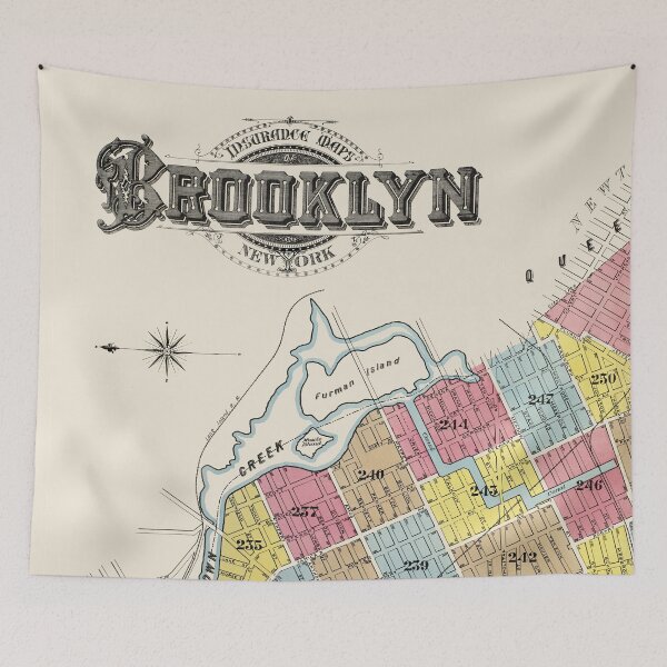 Item preview, Fire Insurance Map from Brooklyn (1888) by Sanborn Map Company designed and sold by Antiquated Art.