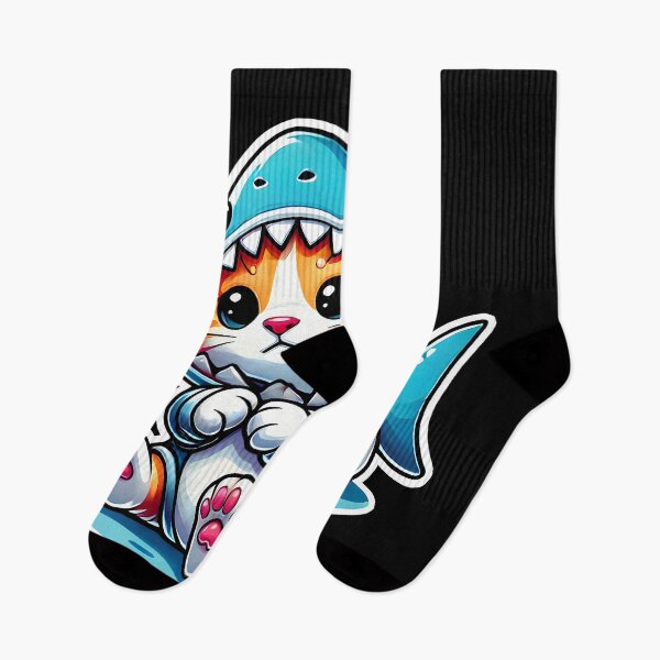 Item preview, Cute Cat Shark Costume Illustration - Whimsical Animal Art designed and sold by DrawHandArt.