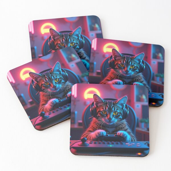 Item preview, Cat playing video games on console designed and sold by WelSol.