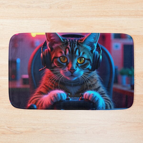Item preview, Cat playing video games on console designed and sold by WelSol.