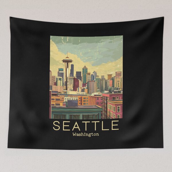 Item preview,  A Vintage Travel Illustration of Seattle - Washington - US designed and sold by GoodOldVintage.