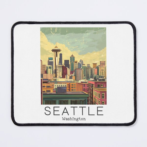 Item preview, A Vintage Travel Illustration of Seattle - Washington - US designed and sold by GoodOldVintage.