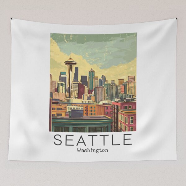 Item preview, A Vintage Travel Illustration of Seattle - Washington - US designed and sold by GoodOldVintage.