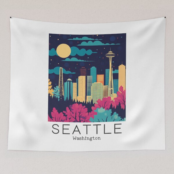 Item preview, A Vintage Travel Illustration of Seattle - Washington - US designed and sold by GoodOldVintage.
