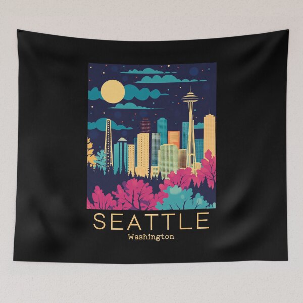 Item preview, A Vintage Travel Illustration of Seattle - Washington - US designed and sold by GoodOldVintage.
