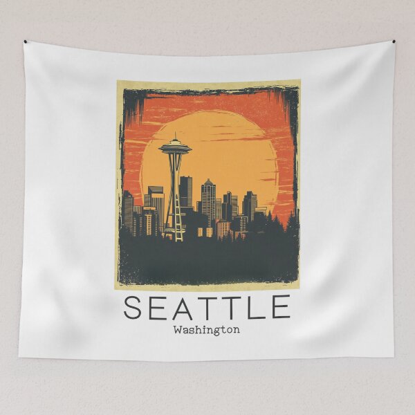 Item preview, A Vintage Travel Illustration of Seattle - Washington - US designed and sold by GoodOldVintage.