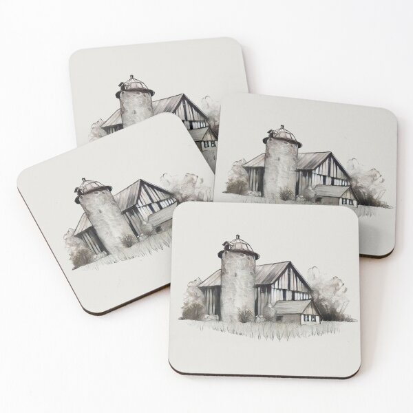 Item preview, Old BARN and Stone Silo, Freehand Drawing designed and sold by JoyfulWhimsy.