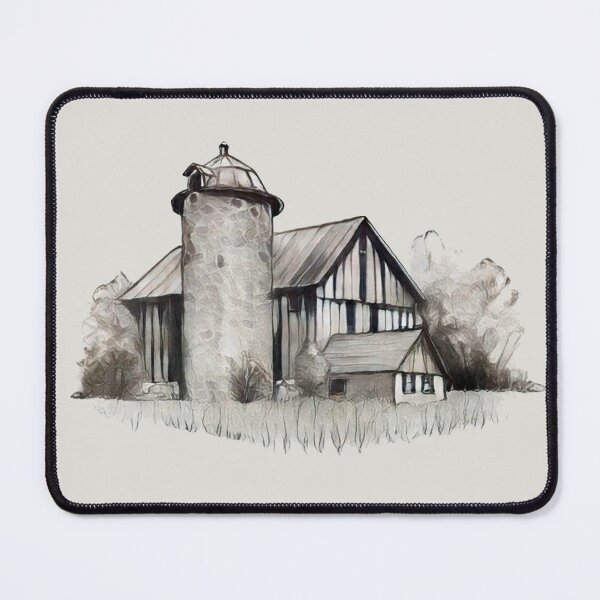 Item preview, Old BARN and Stone Silo, Freehand Drawing designed and sold by JoyfulWhimsy.