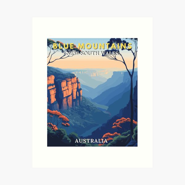 Item preview, Blue Mountains in Australia Retro Travel Art Landscape designed and sold by MaateoDesign.