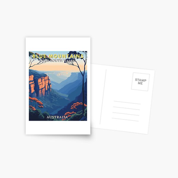Item preview, Blue Mountains in Australia Retro Travel Art Landscape designed and sold by MaateoDesign.