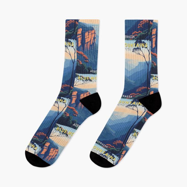 Artikelvorschau, Blue Mountains in Australien Retro Reisekunst Landschaft entworfen und verkauft von MaateoDesign.