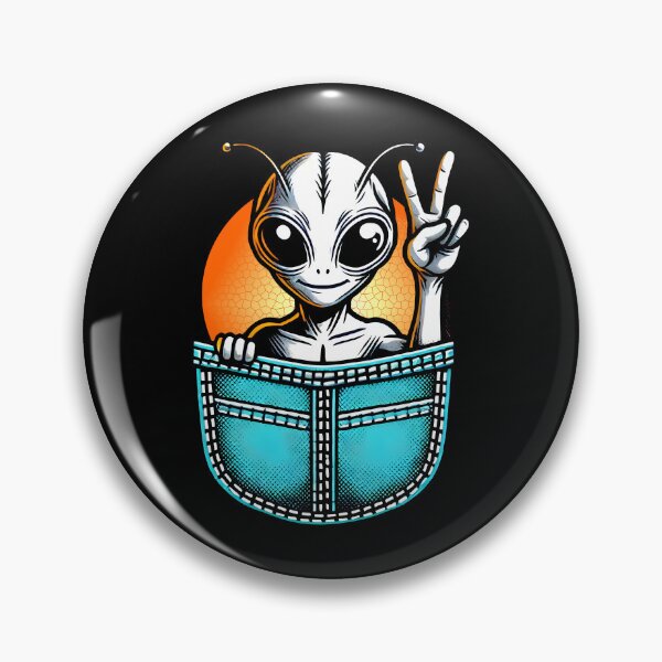 Item preview, Peaceful Alien in Pocket - Fun Sci-Fi Illustration for Space Lovers designed and sold by DrawHandArt.