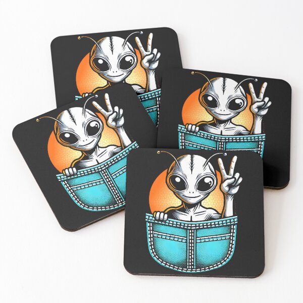 Item preview, Peaceful Alien in Pocket - Fun Sci-Fi Illustration for Space Lovers designed and sold by DrawHandArt.
