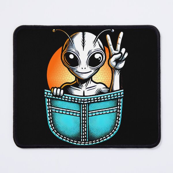 Item preview, Peaceful Alien in Pocket - Fun Sci-Fi Illustration for Space Lovers designed and sold by DrawHandArt.