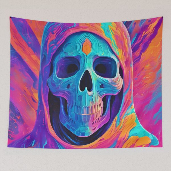 Item preview, Neon Glowing Skull Art designed and sold by Health And Fitness Posts e-Store.