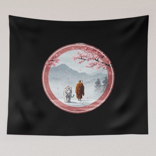 Item preview, Monk and White Tiger in the Mountains designed and sold by mrchavish.