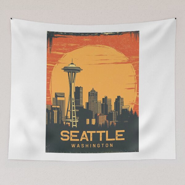 Item preview, A Vintage Travel Illustration of Seattle - Washington - US designed and sold by GoodOldVintage.