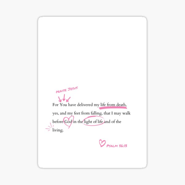 Pink Wall Art Cute Christian Wall Art Bible Verse Psalm 56:13 Sticker