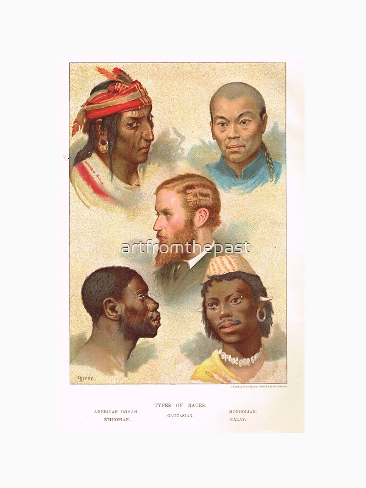 19th century illustration of types of races