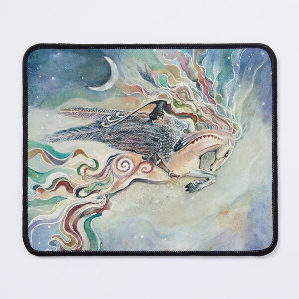 Item preview, Boy on a Winged, Ribbon-Tailed Horse – Fantasy Watercolor Painting by Alessandra Jann-Jordan, AJJ Arts designed and sold by AJJARTSLLC.