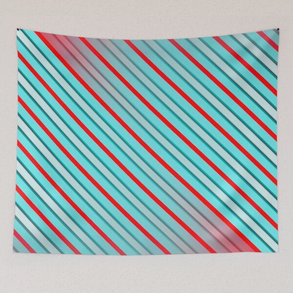 Item preview, Retro Candy Stripes: Vintage Turquoise and Red Diagonal Pattern Art designed and sold by Patternair.