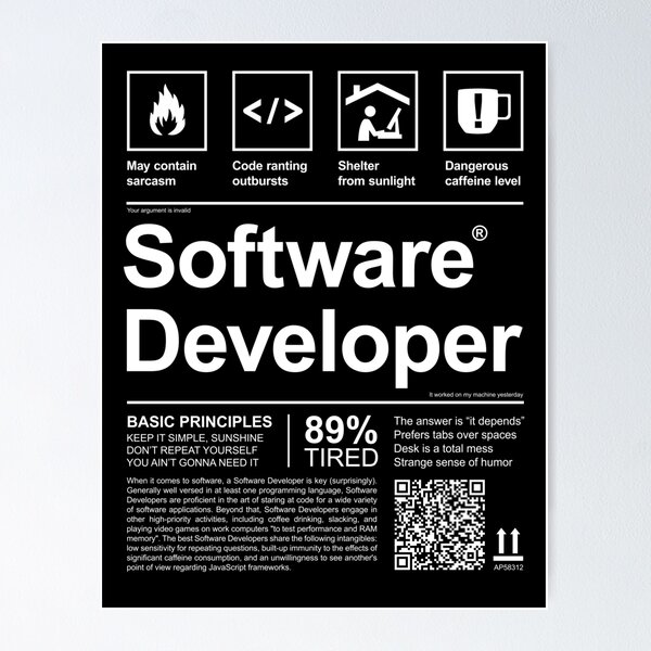 Item preview, Software Developer Traits - Funny Coding Life designed and sold by Office Geek Shop.