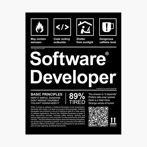 Artikel-Vorschau von Eigenschaften von Softwareentwicklern - Lustiges Programmierleben, designt und verkauft von Office Geek Shop.