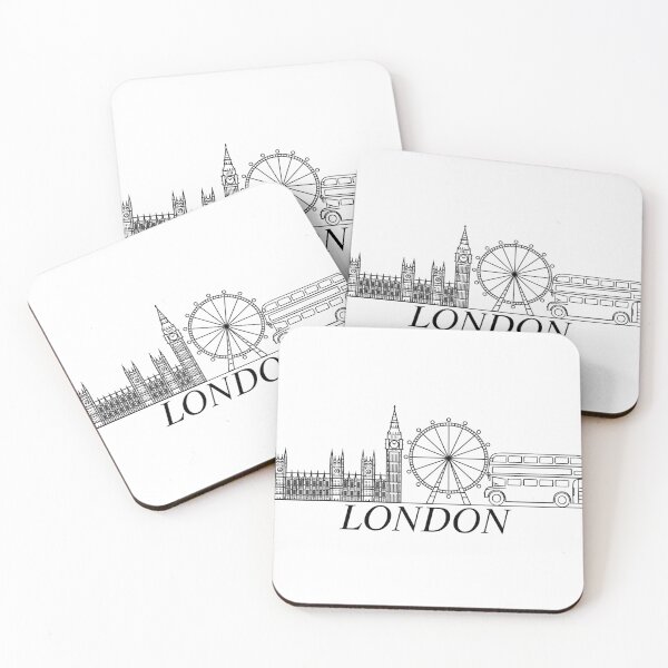 Item preview, London Skyline illustration Bus Black designed and sold by Monika Howarth.
