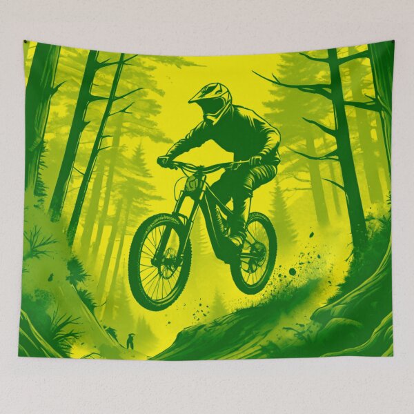 Item preview, MTB Shredder Taking Big Leaps – Green & Yellow Edition designed and sold by GrizzlyCollective.