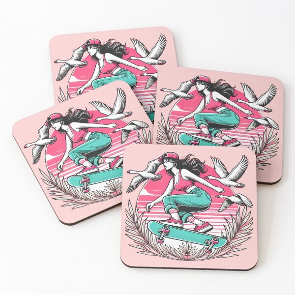 Item preview, Skateboarding Girl With Birds designed and sold by Coollzone.