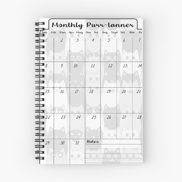 Item preview, Cat Themed Reusable Monthly Planner Dry Wipeable designed and sold by ReFreshU Shop Designs.