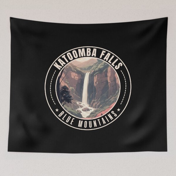 Item preview, Katoomba Falls Blue Mountains in Australia Retro Travel Art Emblem designed and sold by MaateoDesign.