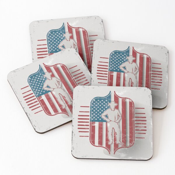 Item preview, Retro Patriotic Vintage Rodeo Cowboy USA Flag designed and sold by Kia Blaze.