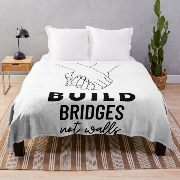 Item preview,  Build Bridges Not Walls, Unity Peace Activist, Anti-Rasicm, Anti-Hate Positive Message, Anti-Bullying, Anti-Mobbing designed and sold by Anniko Art Studio.